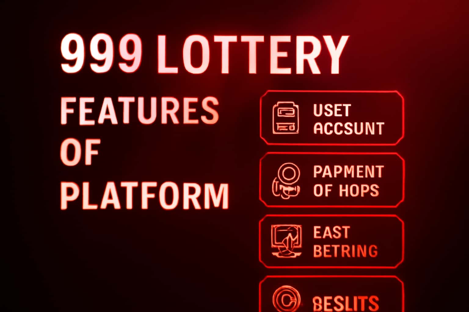 Informational scene showcasing the features of 999 Lottery Platform.