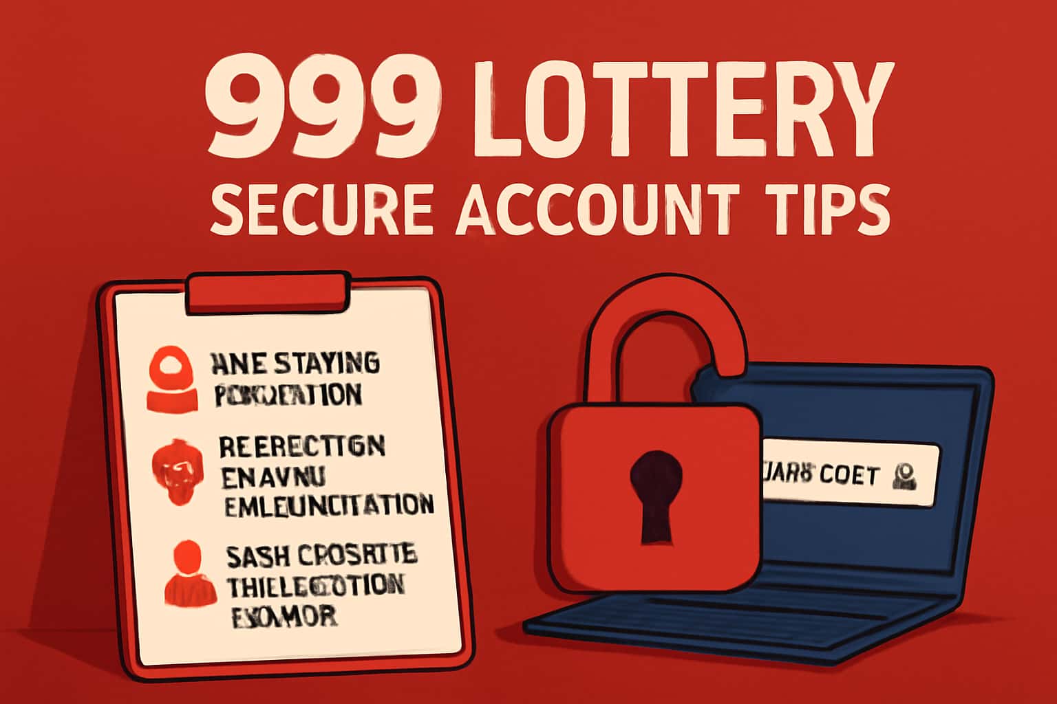 Informational image illustrating Secure 999 Lottery Account Tips with a focus on security.